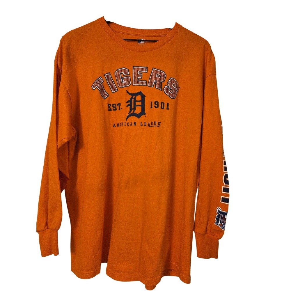 Detroit Tigers MLB‎ Baseball Long Sleeve T Shirt XL Mens Orange American League